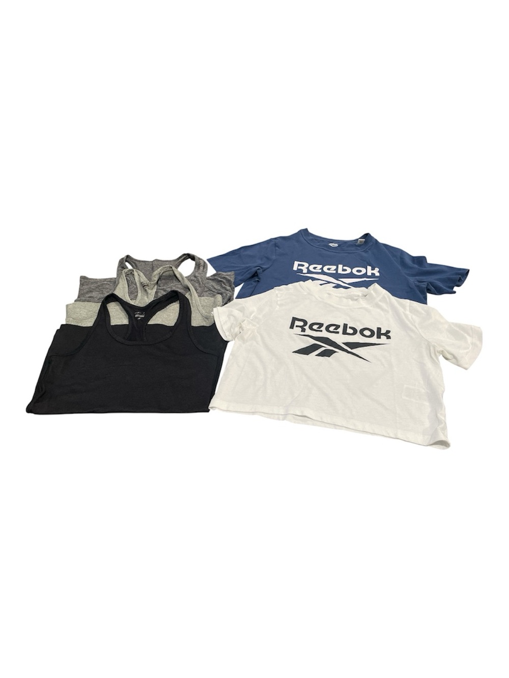 Bundle of 5 Athletic Tops  Including Nike & Reebok Black, Gray, White & Blue